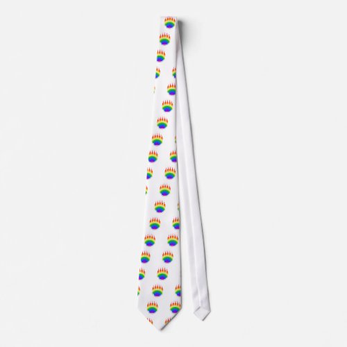 Rainbow Bear Paw Print Neck Tie