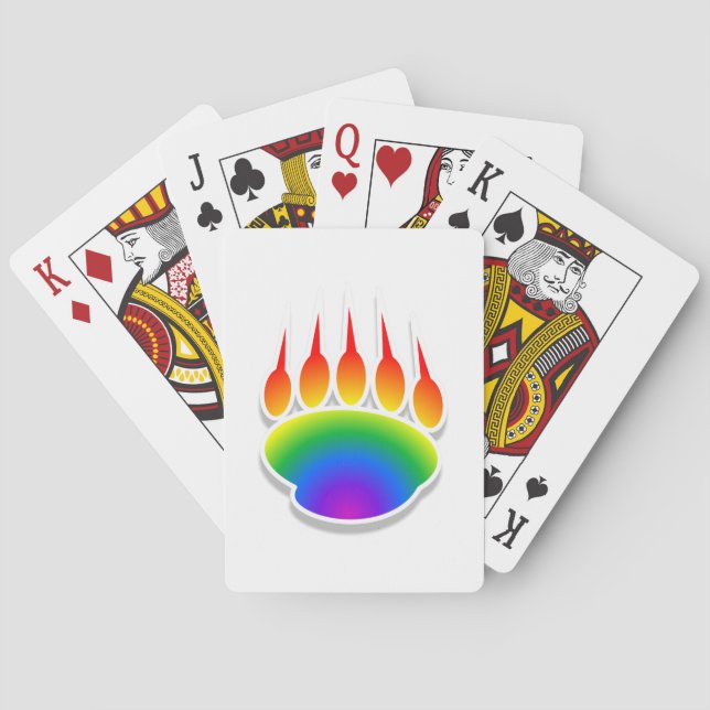 Rainbow Bear Paw Print Poker Cards (Back)
