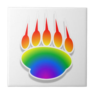 Rainbow Bear Paw Print Tile