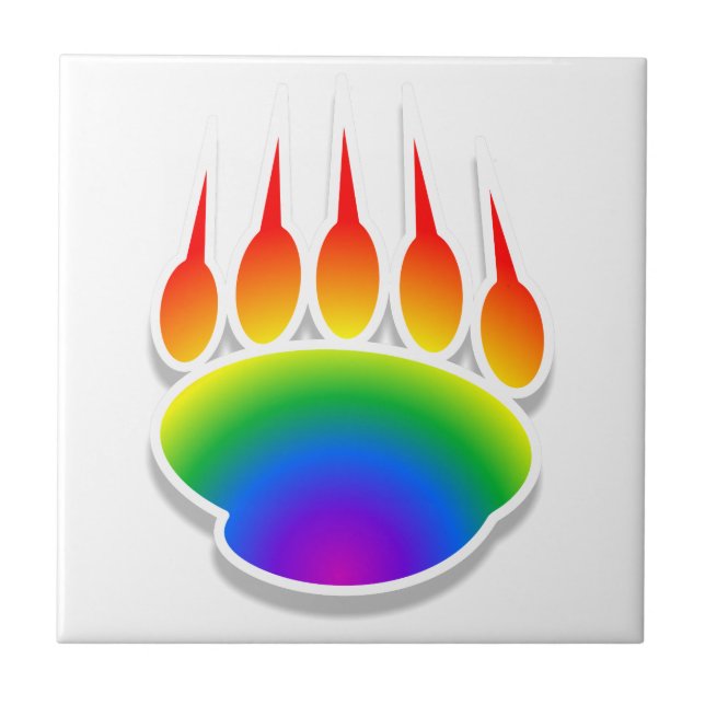 Rainbow Bear Paw Print Tile (Front)