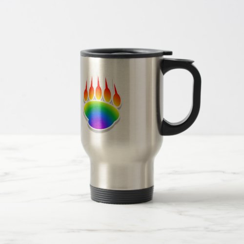 Rainbow Bear Paw Print Travel Mug