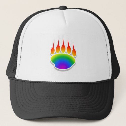 Rainbow Bear Paw Print Trucker Hat