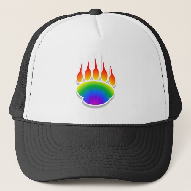 Rainbow Bear Paw Print Trucker Hat (Front)