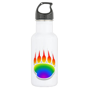 Rainbow Bear Paw Print Water Bottle