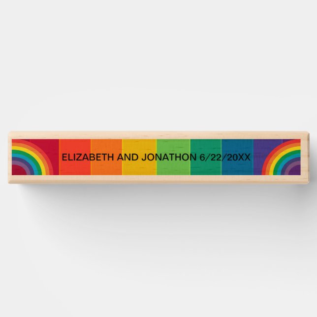 Rainbow Beautiful Wedding Game Monogram Name Toppl Topple Tower (Back)