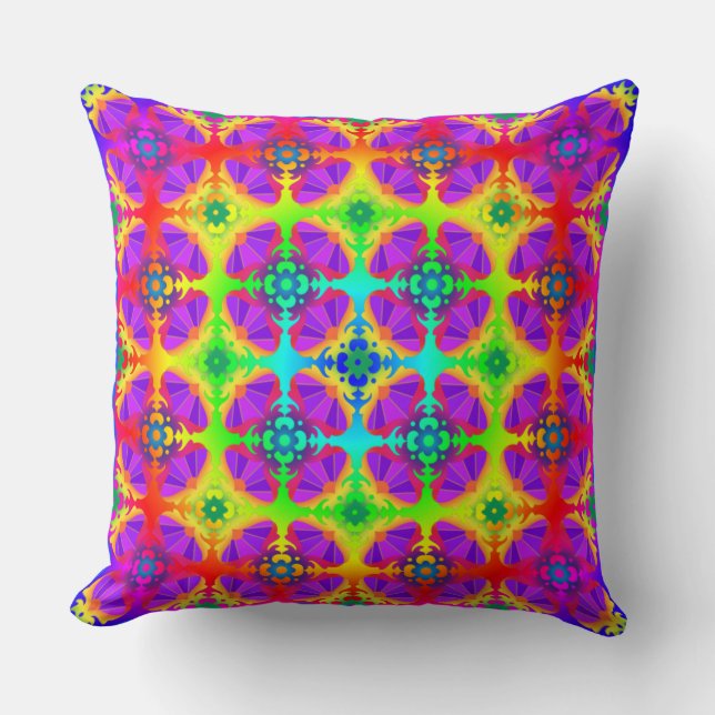 Rainbow Beauty | Boho Style Throw Pillow (Front)