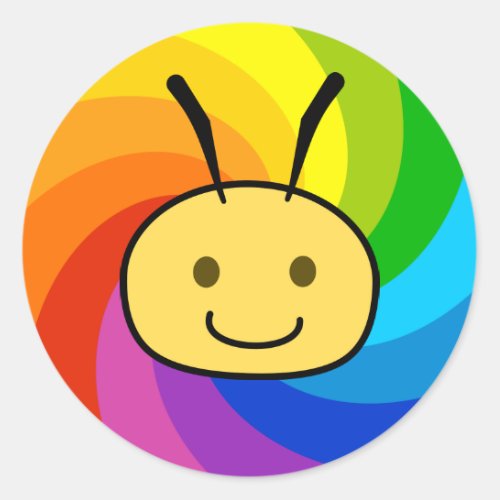 Rainbow Bee Classic Round Sticker