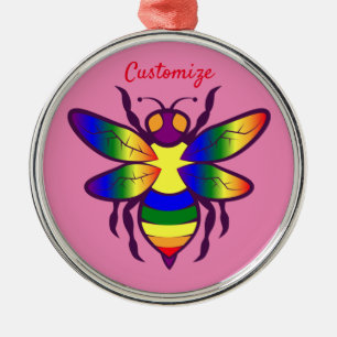 Rainbow Bee Thunder_Cove  Metal Ornament