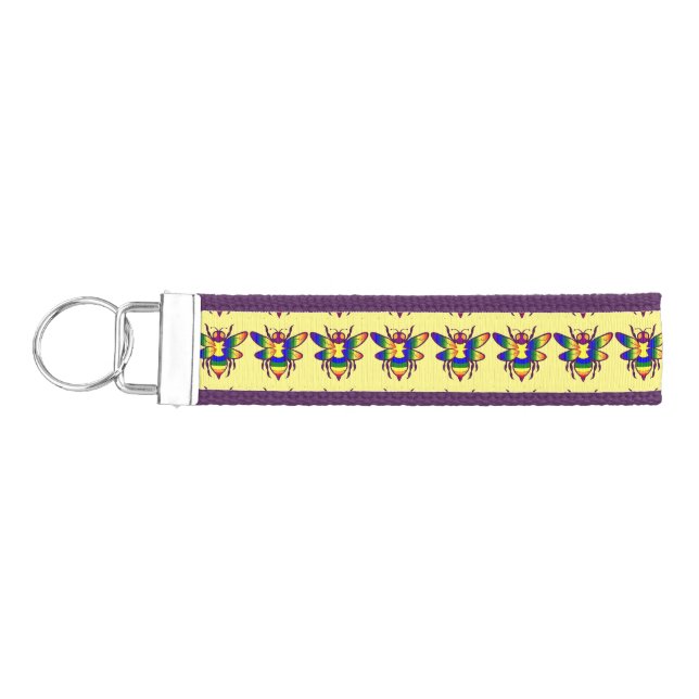 Rainbow Bee Thunder_Cove  Wrist Keychain (Keys on Left)