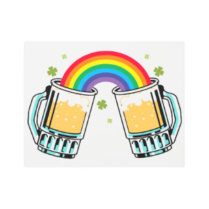 RAINBOW BEER CUSTOMIZABLE ADD YOUR OWN NAME/PHRASE METAL PRINT