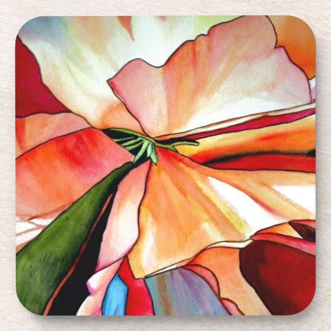 Rainbow Begonia flower watercolour original art Beverage Coaster (Front)