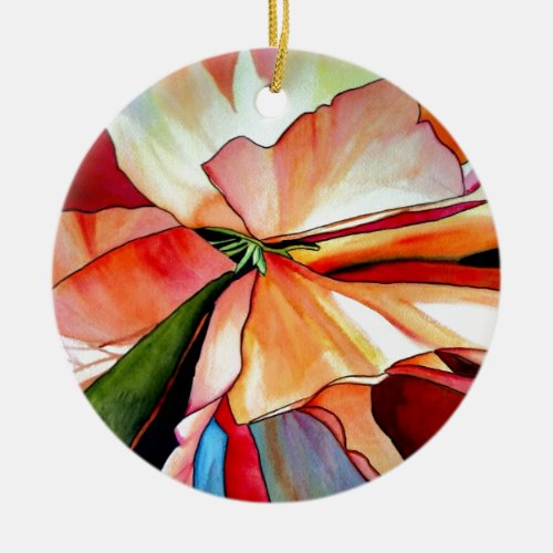 Rainbow Begonia flower watercolour original art Ceramic Ornament