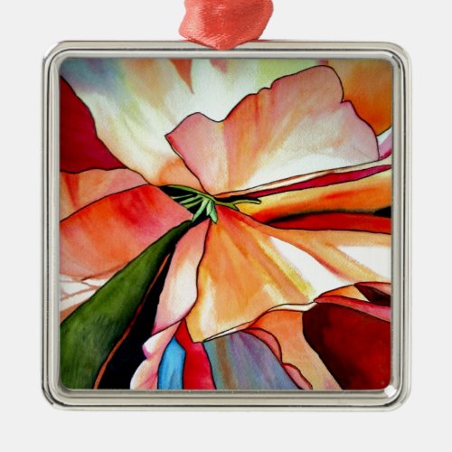 Rainbow Begonia flower watercolour original art Metal Ornament