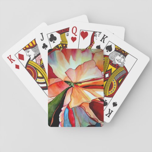 Rainbow Begonia flower watercolour original art Playing Cards