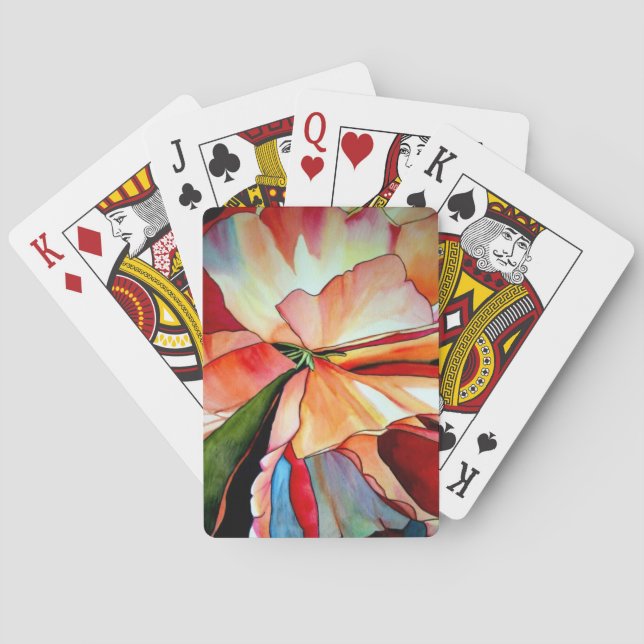 Rainbow Begonia flower watercolour original art Poker Cards (Back)