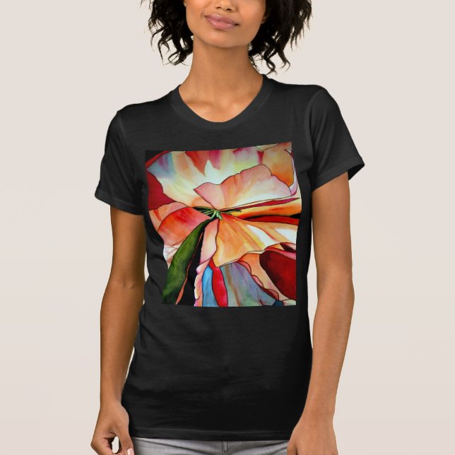 Rainbow Begonia flower watercolour original art T-Shirt (Front)
