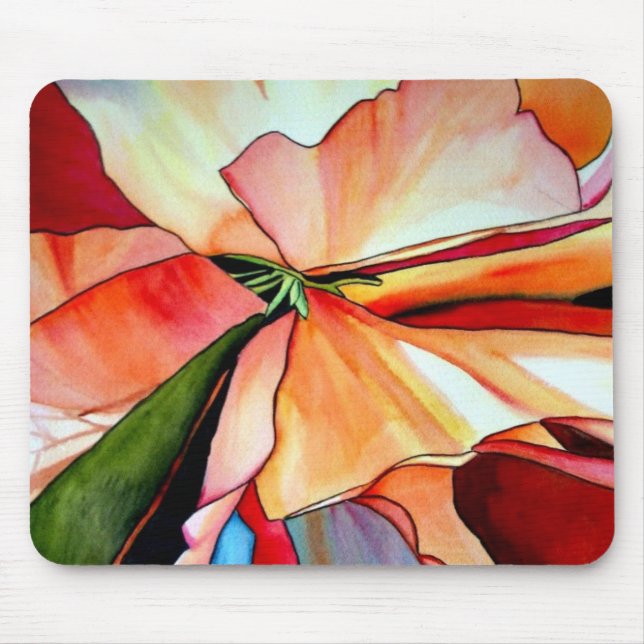 Rainbow begonia original watercolour art flower mouse pad (Front)
