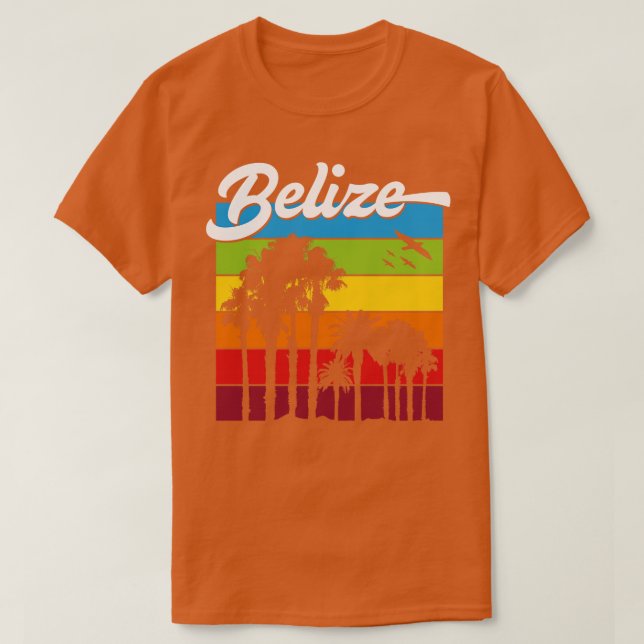 Rainbow Belize Souvenir Palm Trees Tropical Vacati T-Shirt (Design Front)