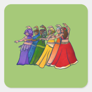 Rainbow Belly Dancer Art Belly Dance  Square Sticker