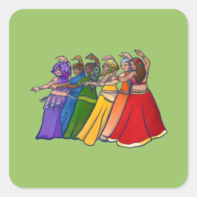 Rainbow Belly Dancer Art Belly Dance  Square Sticker (Front)