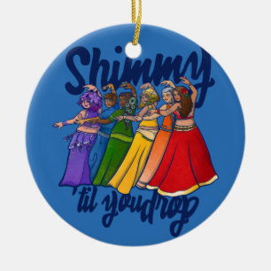 Rainbow Belly Dancer Art Belly Dance Troupe Ceramic Ornament