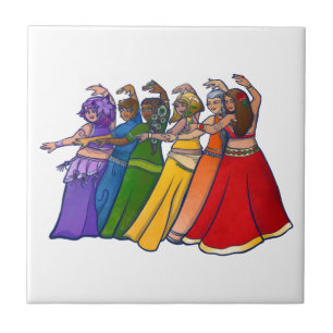 Rainbow Belly Dancer Art Belly Dance Troupe Ceramic Tile