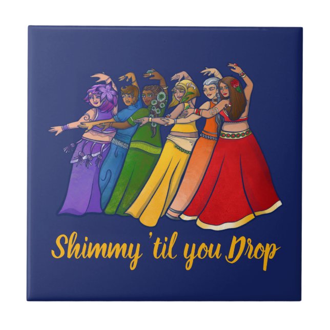 Rainbow Belly Dancer Art Belly Dance Troupe  Ceramic Tile (Front)