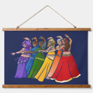 Rainbow Belly Dancer Art Belly Dance Troupe Hanging Tapestry