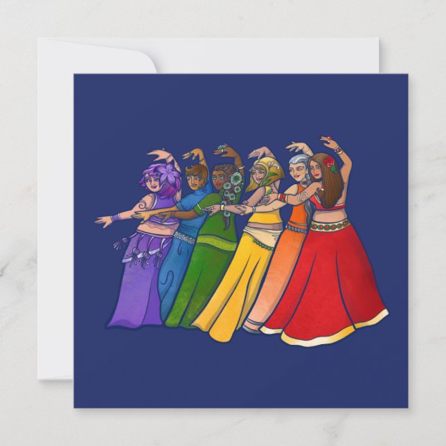 Rainbow Belly Dancer Art Belly Dance Troupe Holiday Card (Front)