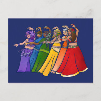 Rainbow Belly Dancer Art Belly Dance Troupe Holiday Postcard
