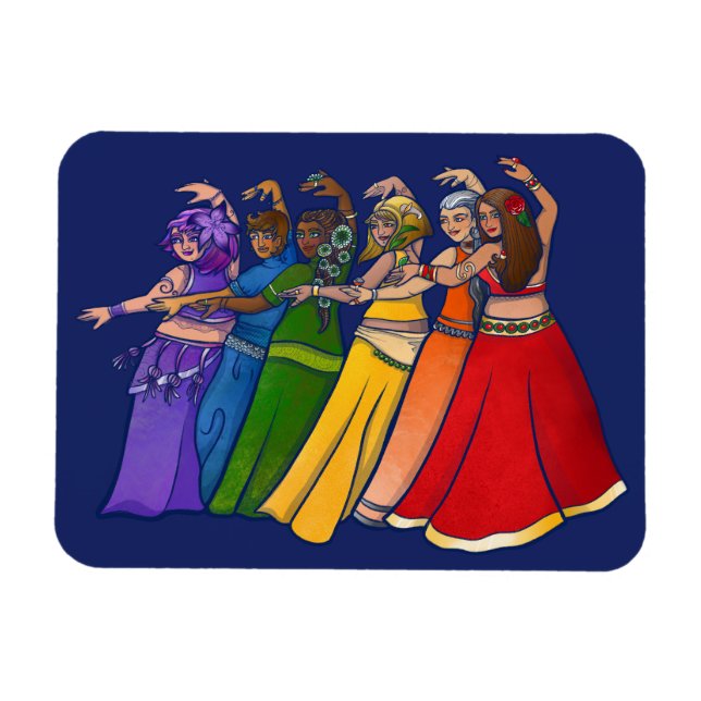 Rainbow Belly Dancer Art Belly Dance Troupe Magnet (Horizontal)
