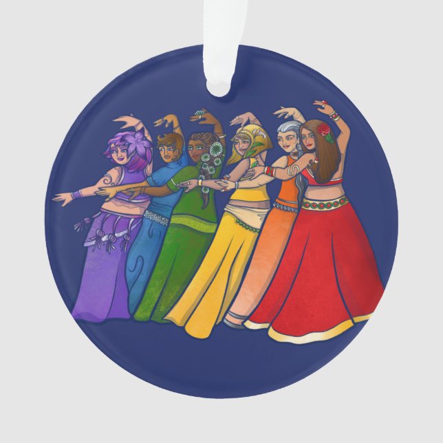 Rainbow Belly Dancer Art Belly Dance Troupe Ornament (Front)