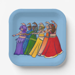 Rainbow Belly Dancer Art Belly Dance Troupe Paper Plates