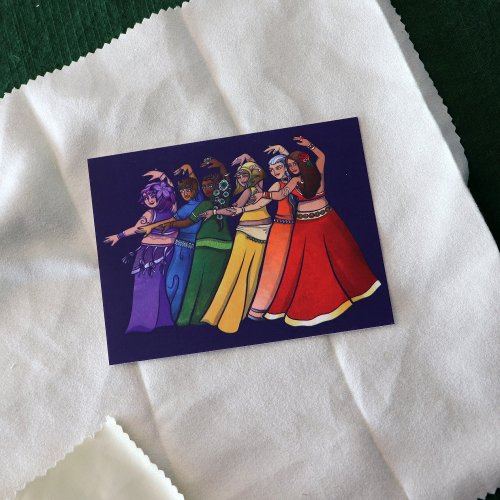 Rainbow Belly Dancer Art Belly Dance Troupe Postcard