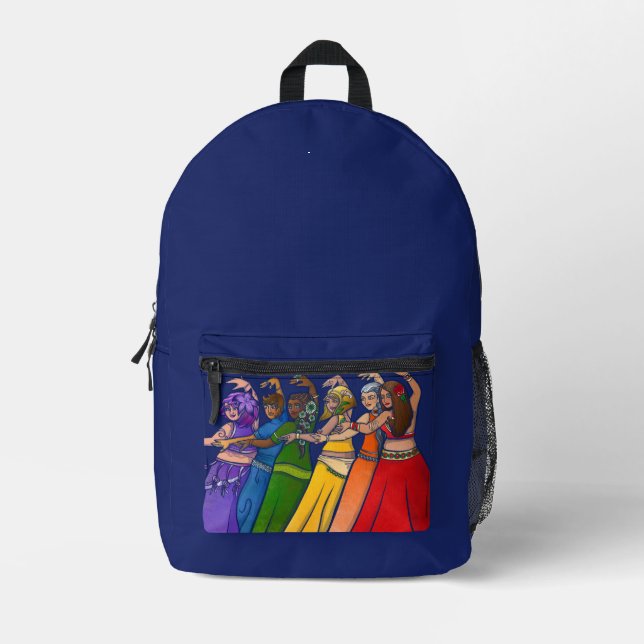 Rainbow Belly Dancer Art Belly Dance Troupe Printed Backpack (Front)