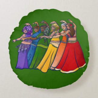 Rainbow Belly Dancer Art Belly Dance Troupe Round Pillow