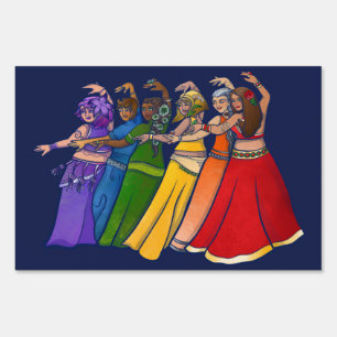 Rainbow Belly Dancer Art Belly Dance Troupe Sign