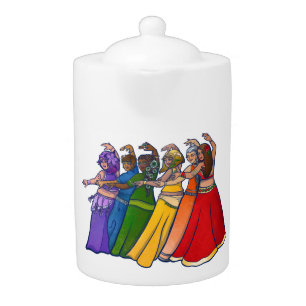 Rainbow Belly Dancer Art Belly Dance Troupe Teapot