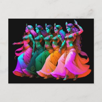 Rainbow Belly Dancers                              Postcard by Vintage_Bubb at Zazzle