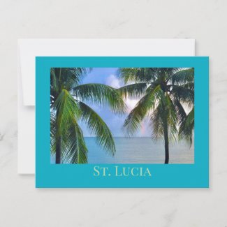 Rainbow Between Palm Trees /St. Lucia