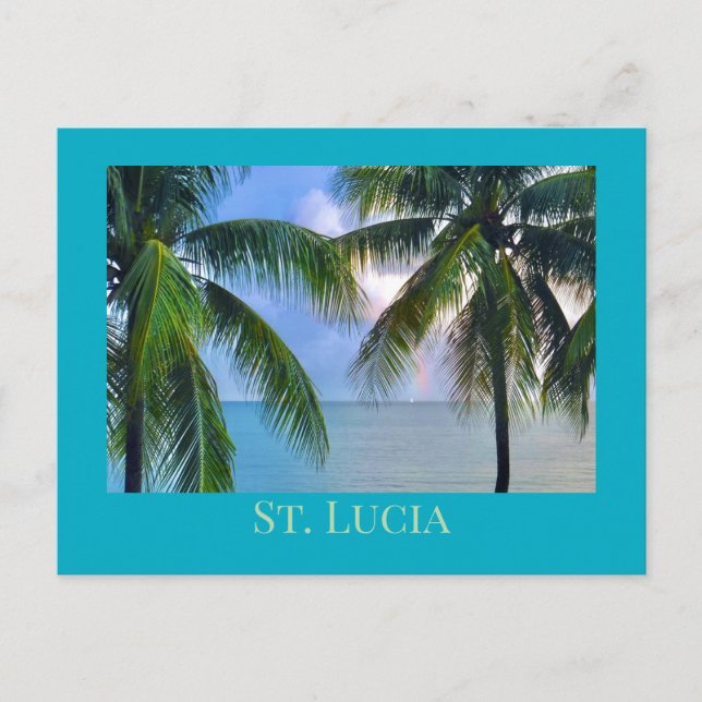 Rainbow Between Palm Trees /St. Lucia Postcard (Front)