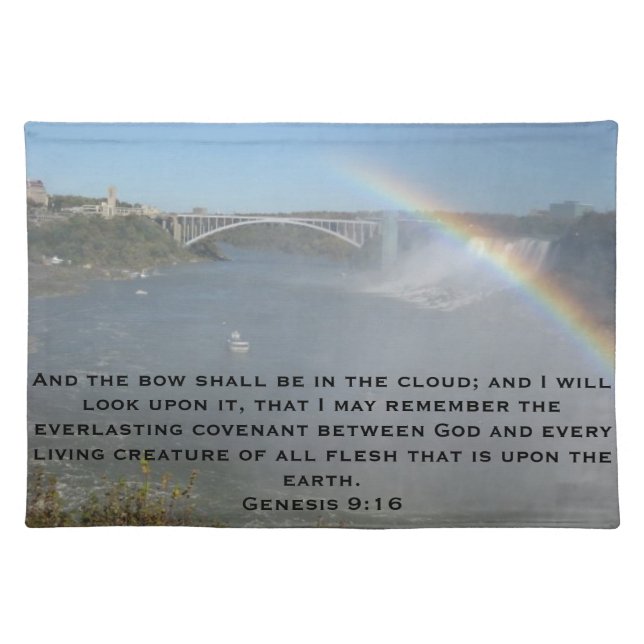 Rainbow Bible Scripture Cloth Placemat (Front)