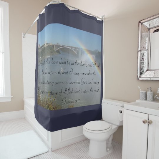 Rainbow Bible Verse Reminder Of Gods Promise Shower Curtain Zazzle Com
