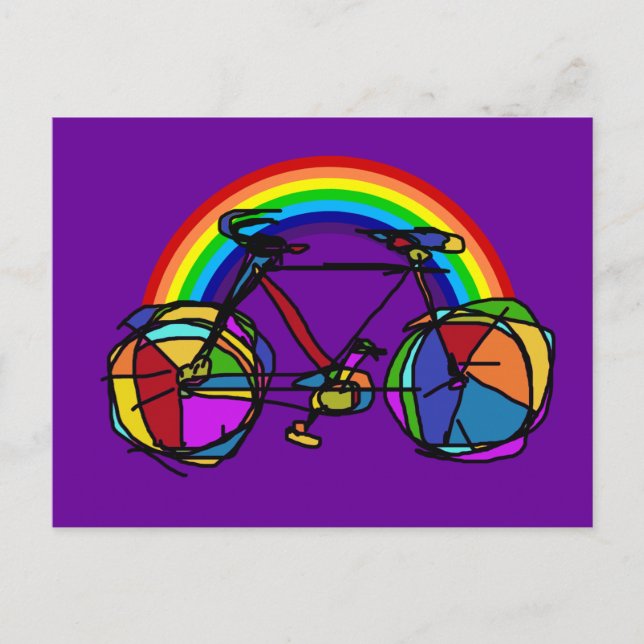 rainbow bicycle cool colors postcard (Front)