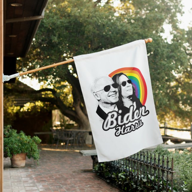 Rainbow Biden Harris Aviators House Flag (In SItu)