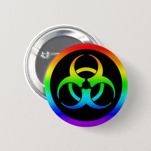 Rainbow Biohazard Symbol Button Pin