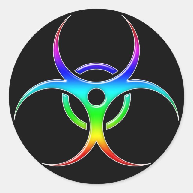 Rainbow Biohazard Symbol - Sticker (Front)