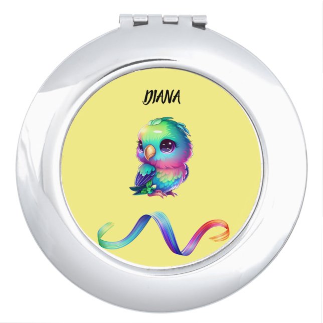 Rainbow Bird  Compact Mirror (Front)