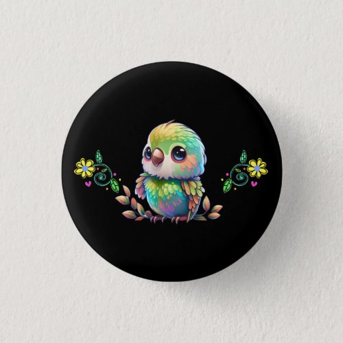 Rainbow Bird  Flowers Button