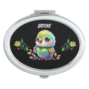 Rainbow Bird & Flowers Compact Mirror